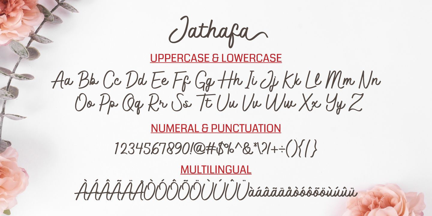 Ejemplo de fuente Jathafa Bold Italic